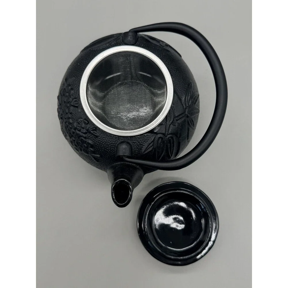Japanese Cast Iron Teapot Tetsubin with Infuser - Bamboo & Cherry Blossom 14oz